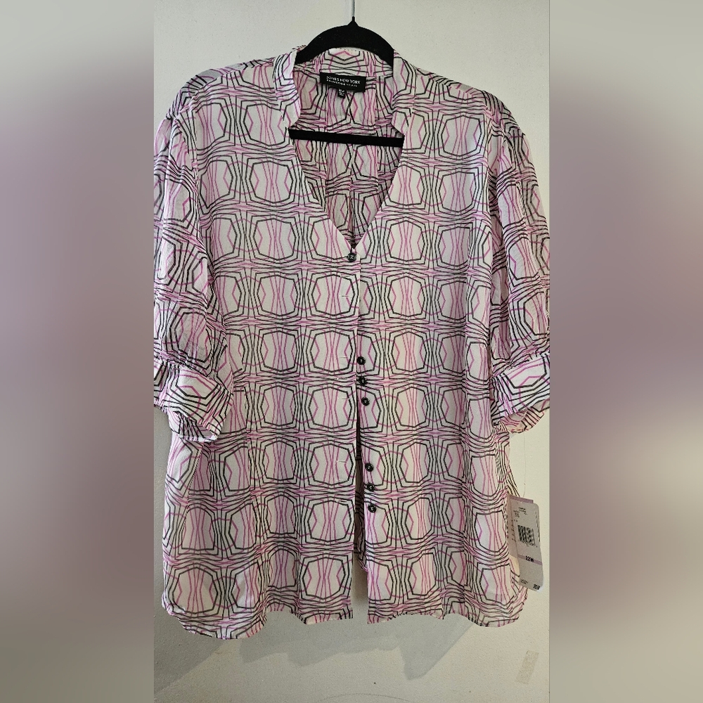 Geometric Pink and Black Women's Top